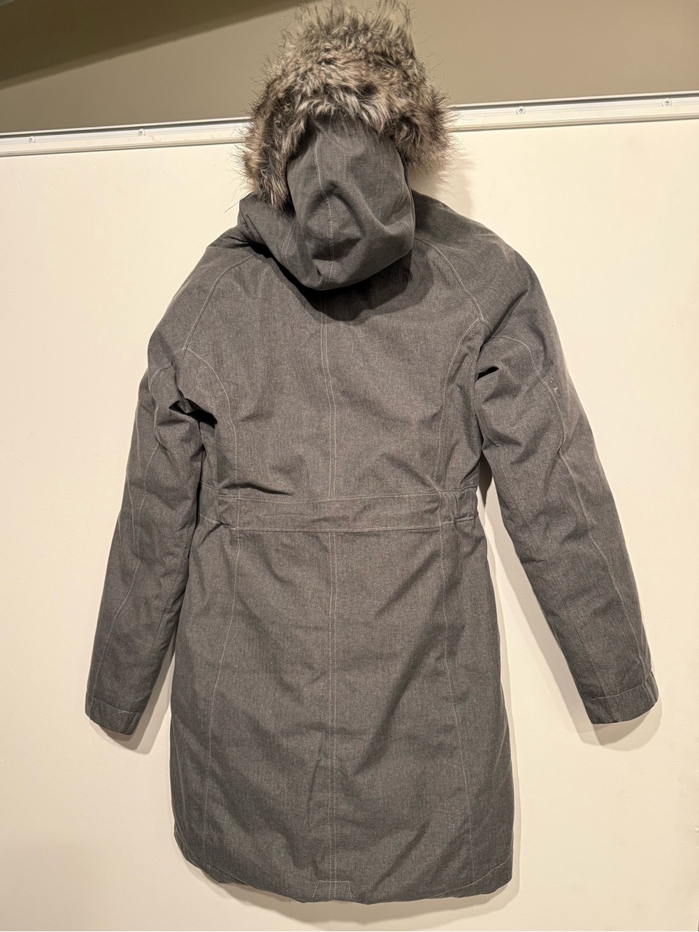 The North Face Artic Hyvent Parka Gray Faux Fur Hooded Goose Down Filled Coat - Picture 2 of 5